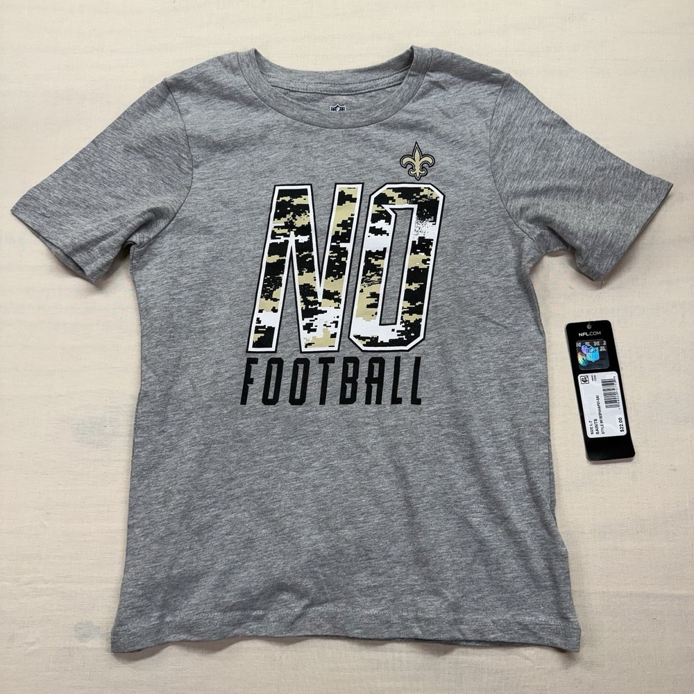New Orleans Saints Youth Large 7 T-Shirt Gray Camo NO Football NFL NWT